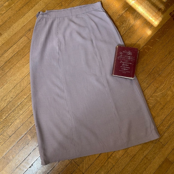 1940’s Light Pink and Grey Muted Houndstooth Pencil Skirt with Side Metal Zip - Picture 13 of 14